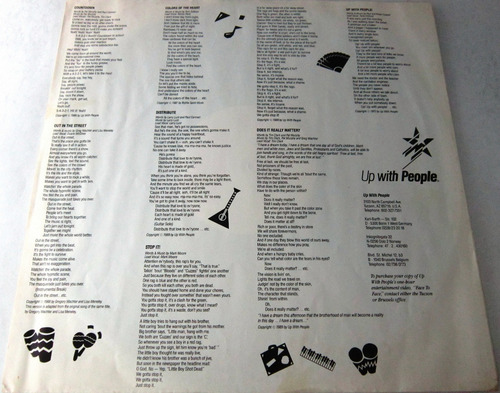 Up With People - Face To Face Insert Imp Usa + 2 Boletos Lp (Usado)