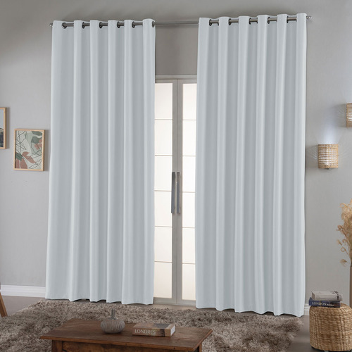 Cortina Corta Luz Tecido Blackout 2,00m X 1,30m Janela Vitro Cor Branco