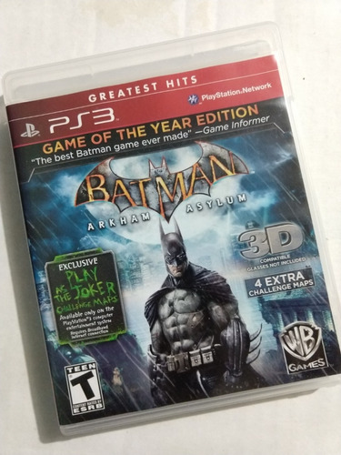 Batman Arkham Asylum, Game Of The Year Edition, Ps3, Fisico