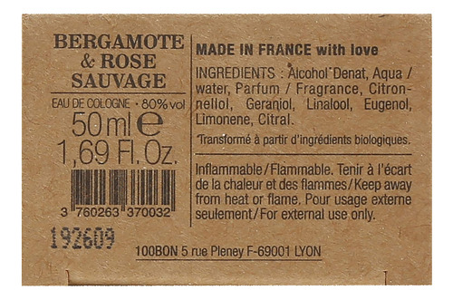 Perfume 100bon Bergamote & Rose Sauvage 50 Ml Para Mujeres Y