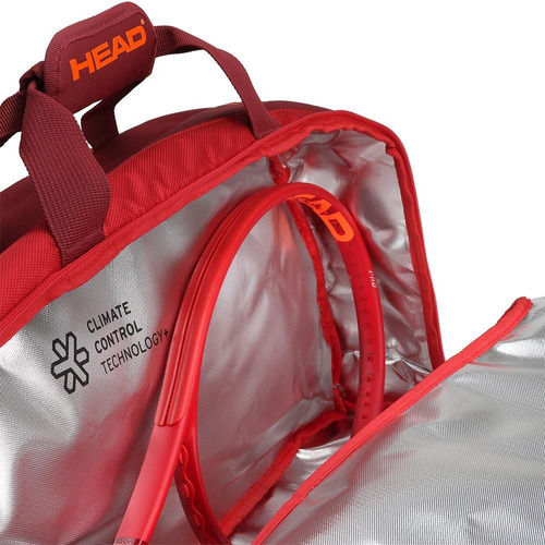 Bolso Raquetero Head Tour Team 6R Combi Color Rojo y Coral Capacidad hasta Seis Raquetas de Tenis Con Compartimiento Isotérmico