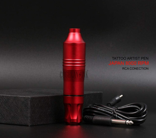 Imagen 2 de 8 de Tattoo Pen 8000 Rpm Japón Rca + Clip + Base + Funda Red