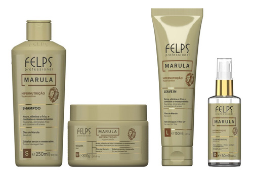 Felps Kit Marula Sh + Masc 300g + Leave-in 150ml + Óleo 50ml