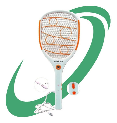 Insectocutor Raqueta Electrica Mata Moscas Mosquitos Kushiro Color Blanco