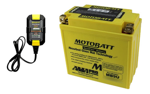 Motobatt Bateria Agm Ah Cca Amp Combinado Cargador Litio