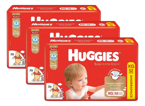 3 Pack Pañales Huggies Supreme Care Grande Xg Xxg Xxxg Rojo