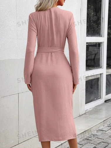 Vestido Casual Shein Midi Feminino Poliéster.