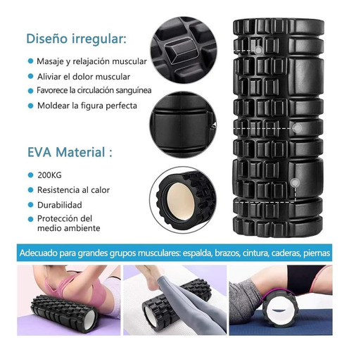 6pcs Rodillo Masaje Muscular Foam Roller Espuma Yoga Pilates