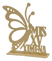 Comprar 12 Centros Mesa  Xv Años Perfil Mariposa+ Cake Topper Gratis