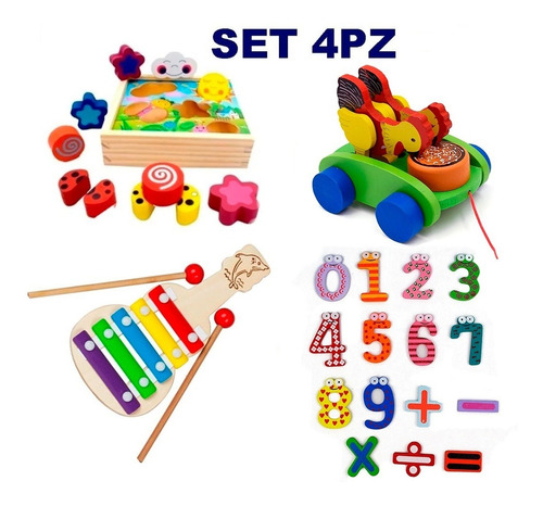 Set 4pz Juguetes Didácticos Para Niños Juegos Estimulación