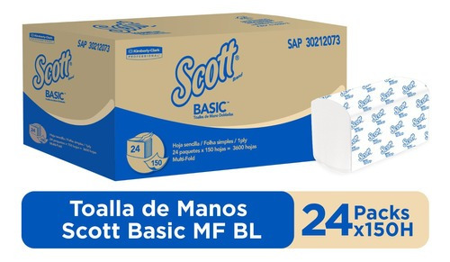 Toalla De Papel Scott Basic Interfoliada 24x150