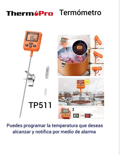 Thermopro Termómetro Digital Largo Con Gancho Para Ollas