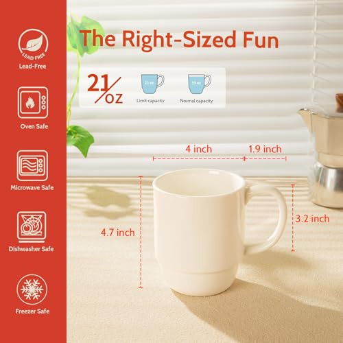Taza De Café Grande De 21 Oz De Sweese, Juego De 6 Tazas Api