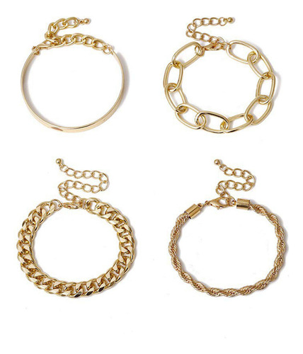 Juego De Cadenas En Capas O Bracelet De 4 Piezas Para Mujer,