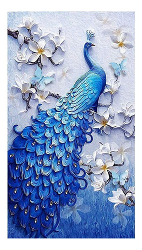 Kit Pintura Diamante Bricolaje 60x40cm Lucky Bird Pavo Real