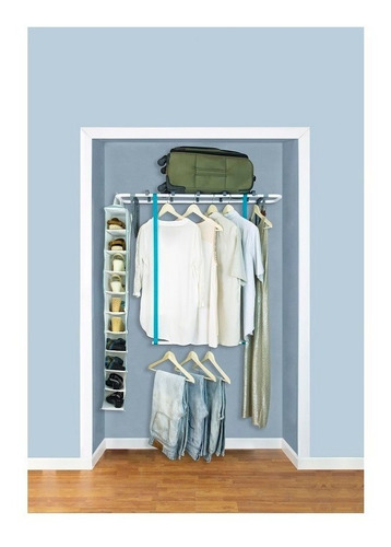 Imagen 2 de 6 de Closet Konekte Blanco Metálico Cuatro Colgadores Y Zapatera