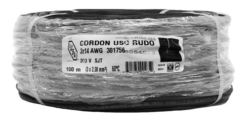 Imagen 1 de 5 de Cable D/uso Rudo 300v 3x14 Awg Iusa Ur-314