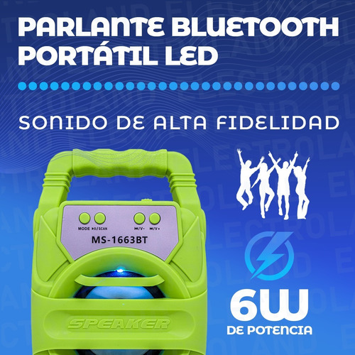 Imagen 3 de 10 de Parlante Bluetooth Portátil Led Inalámbrico Usb Recargable