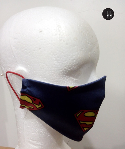 Máscara De Tecido Superman Com Forro Duas Camadas Kit Com 07