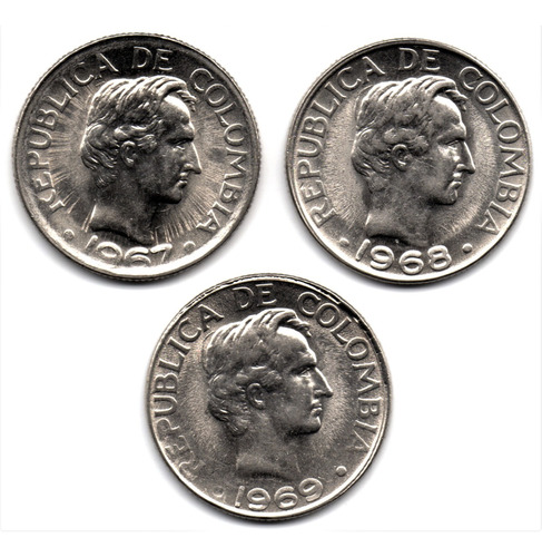 20 Centavos Set 1967 - 1969 3 Monedas Sin Circular 