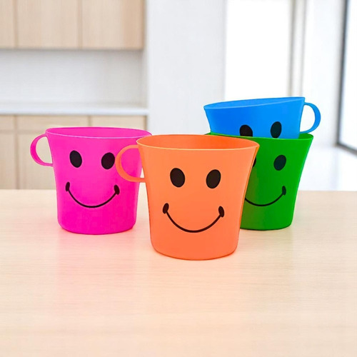 4 Pz Juego De Vasos Infantiles Tazas Caritas 4 Colores