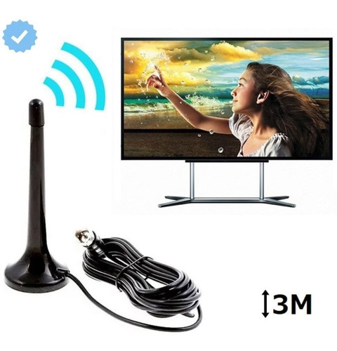 Antena Digital Tv Com Cabo De 3m E Base Ima Resistente Chuva