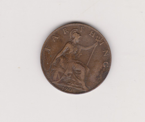 Moneda Inglaterra Farthing 1908 Muy Bueno