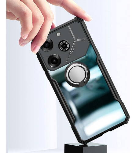 Funda Para Tecno Pova 6 Pro Neo Suave Marco Claro Anillo Color Negro