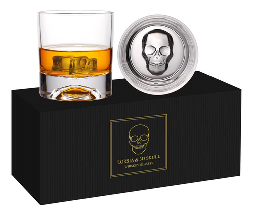 Juego De 2 Vasos De Cristal De Whisky Con Diseno De Calavera