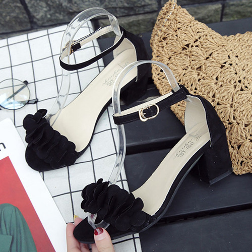 Sandalias De Verano Con Hebilla Floral Y Correa Al Tobillo P