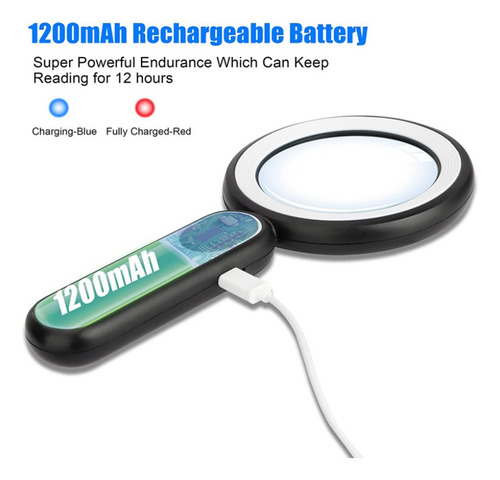 Lupa De Mano Táctil Recargable De 21 Luces