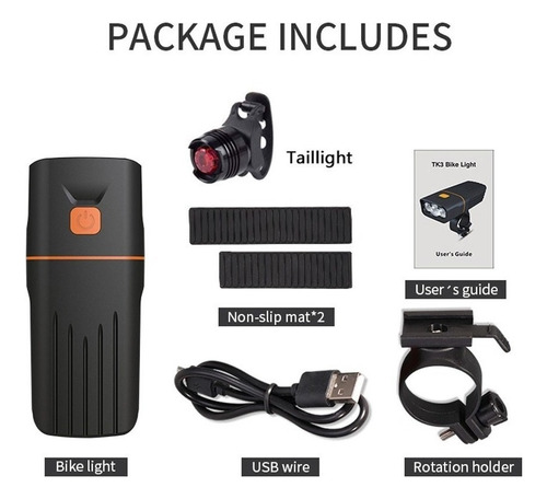 K Luz De Bicicleta 1000 Lúmenes 3leds 5 Horas Power Bank