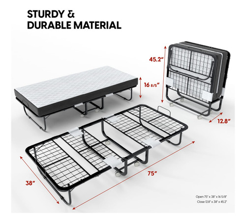 Cama Plegable Individual Con Colchón De Espuma Viscoelástica