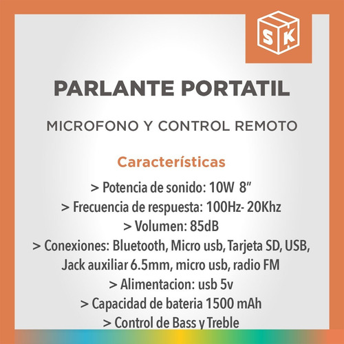 Imagen 6 de 10 de Gran Parlante Bt Dj Luces Rgb Micrófono Control Extra Bass
