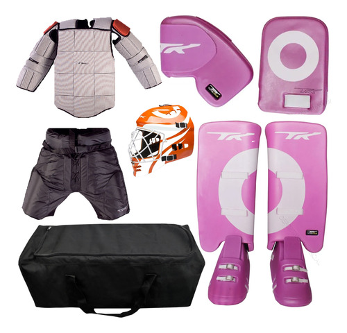 Set Arquero Tk Hockey Pads Guantes Bermudas + Casco Arquera