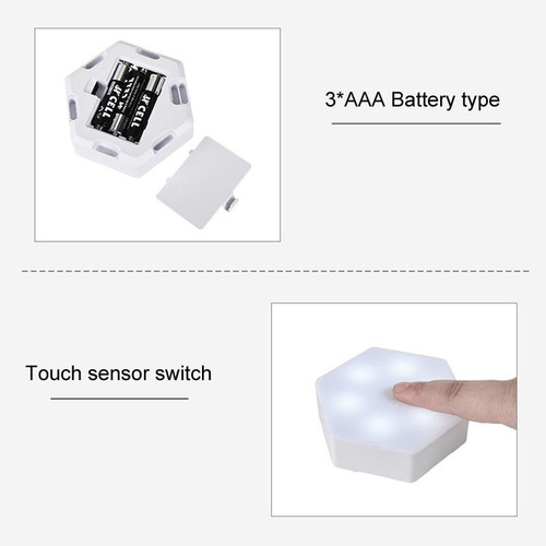 Pack 3 Luz Led Hexagonal Portátil Con Control Remoto Y Timer