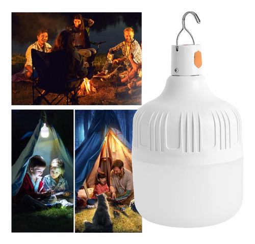 Lâmpada Led Lampião Camping Acampamento Recarregável S/fio Cor Branco