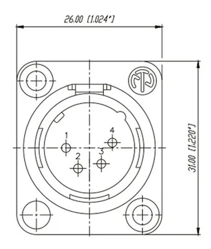 Neutrik Nc4md-l-1 Conector Ficha Canon Xlr4 Macho A Chasis