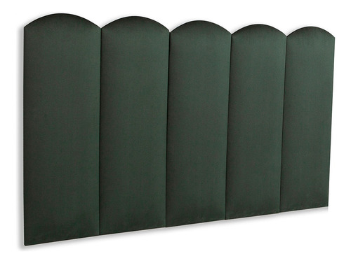 Cabeceira Solteiro Modulada Nuvem Cama Box 100 Cm X 60 Cm Cor Veludo Verde Musgo