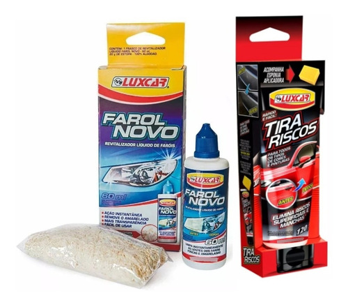 Kit Revitalizador Liquido Farol Novo + Tira Riscos Luxcar