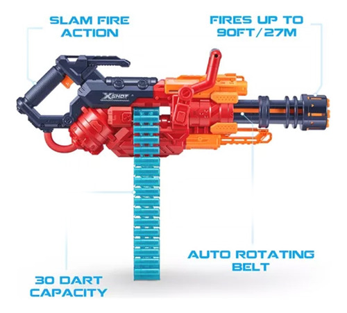 Pistola Zuru X Shot Crusher 48 Dardos Rojo -negro-naranja-verde Agua