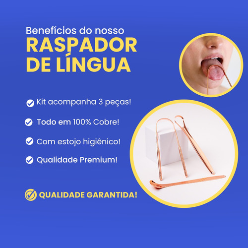 Kit de 3 herramientas para limpiar la lengua (cobre, raspado lingual)