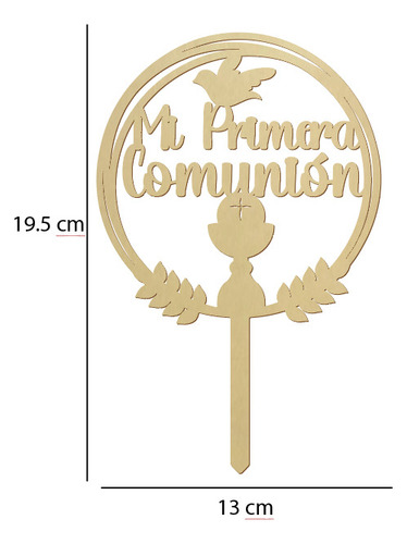 Topper Cake Mi Primera Comunion, Mdf 3m Negro
