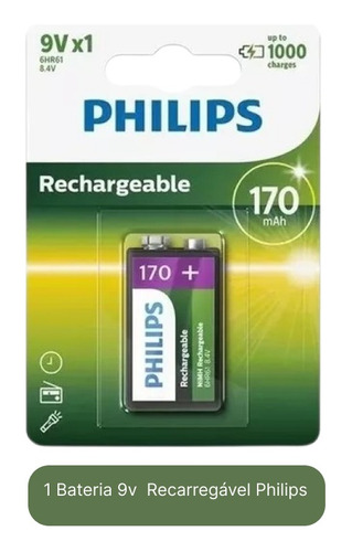 Pilha Bateria 9v Recarregável Ideal P/equipamentos Micofones