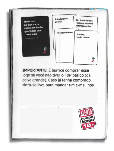 Fdp 4 Foi de Proposito Expansão de Jogo de Cartas Buro em Promoção