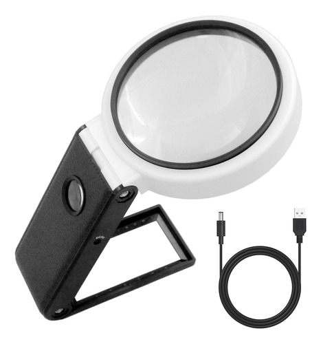 Lupa De Mano 10x 25x Con Luz Y Soporte, Lupa Plegable O