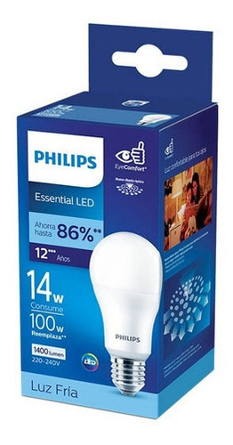 Foco Led Philips Bulb Essential Luz Fría 14w E27 Color De La Luz Blanco Frío