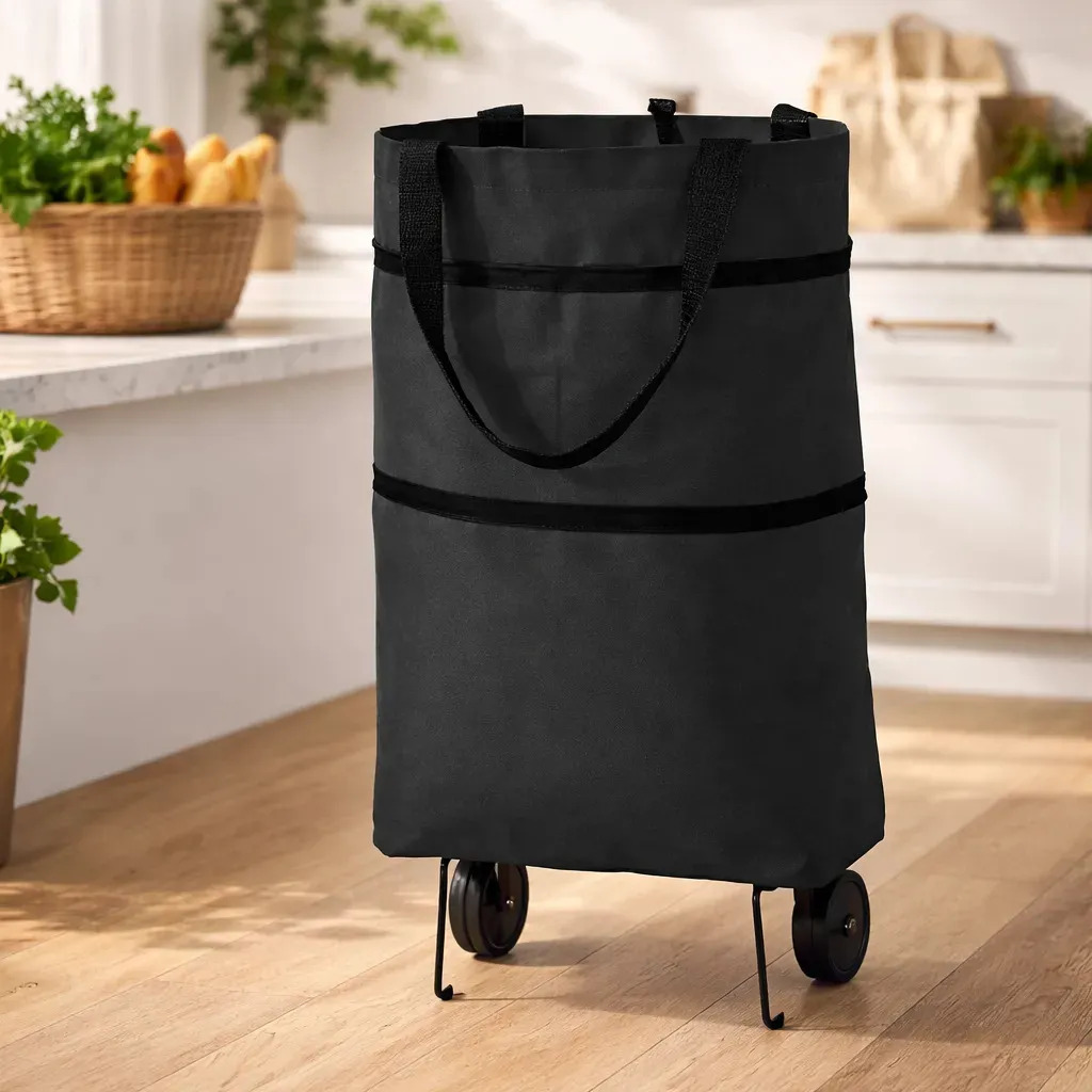 Changuito De Compras Con Rueda Expandible Bolsa Carrito 10kg Negro