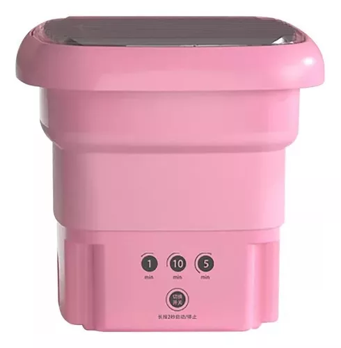 Mini Lavadora Cubica Portátil Para Viajes Con Centrifugado Color Rosa