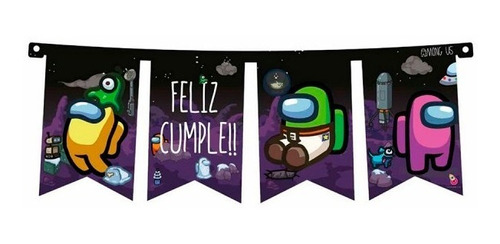 Guirnalda Cartel Feliz Cumple Among Us Producto Oficial 